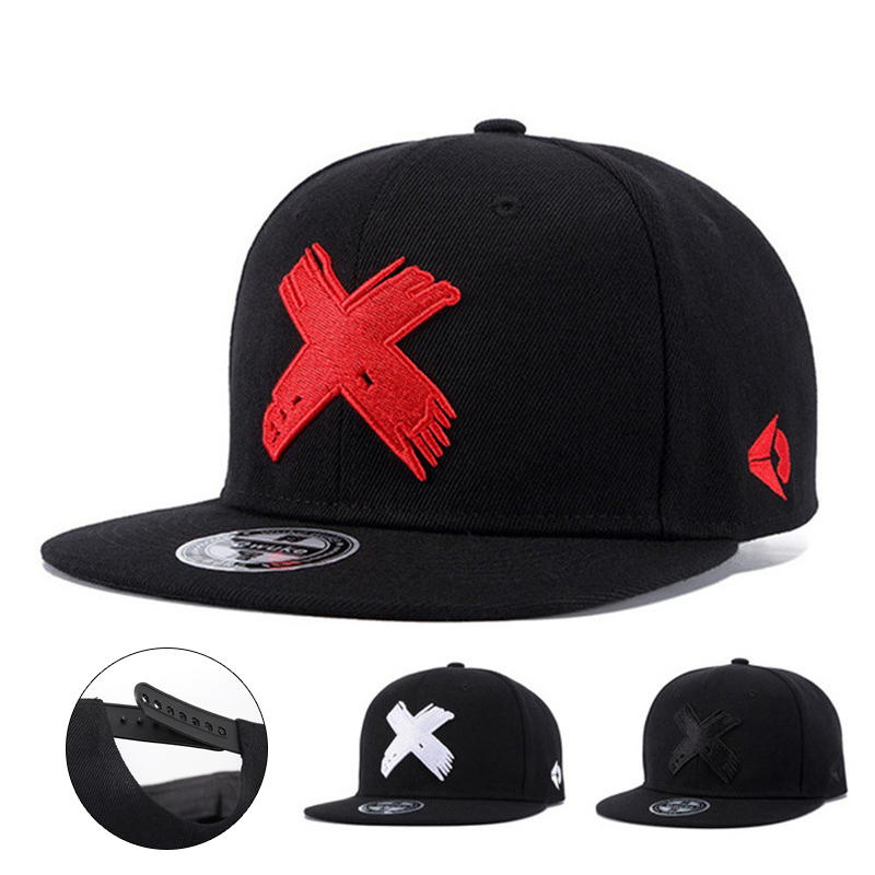 Snapback Hat Flat - Letter X 3D Embroidered Flat-Brimmed Hat,