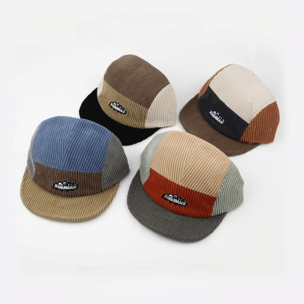 Corduroy Cap 5 Panel - Retro Corduroy Baseball Cap Streetwear Style