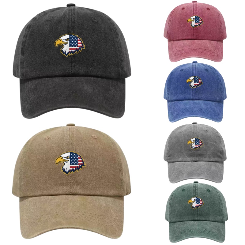 Golf Cap Dad - USA Bald Eagle Printed Washed Cotton