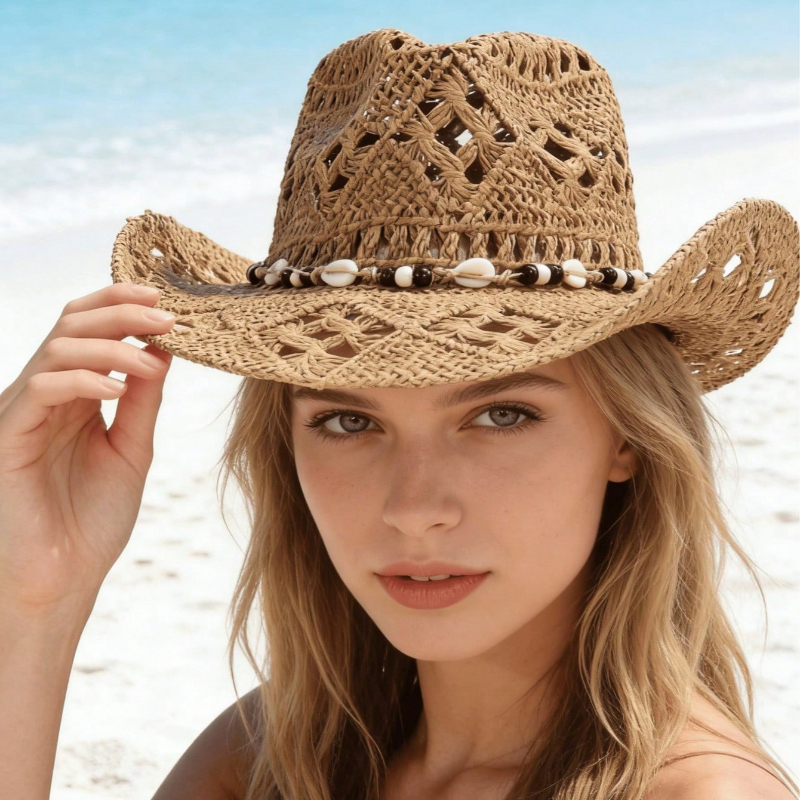 1pc Boho Shell Hollow Out Stra - Cowboy Hat Straw 리뷰 및 가격