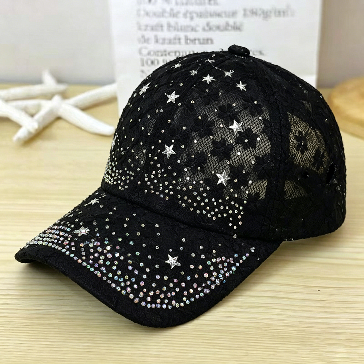 Shiny Rhinestone Lace Flower B - Baseball Cap Structured 리뷰 및 가격