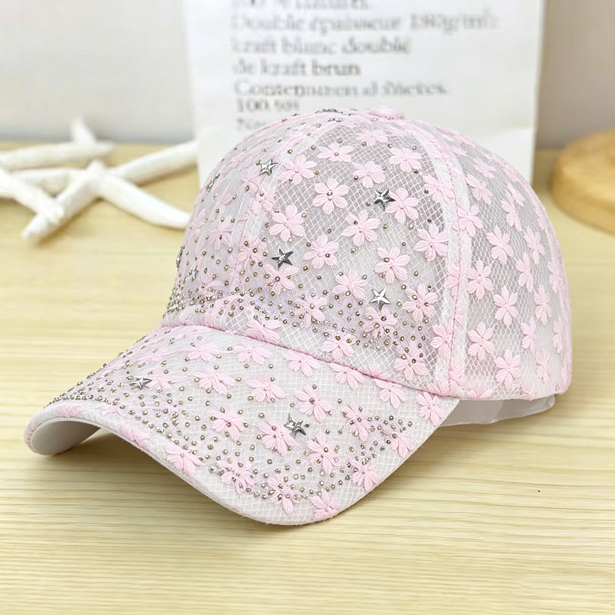 Shiny Rhinestone Lace Flower B - Baseball Cap Structured 리뷰 및 가격