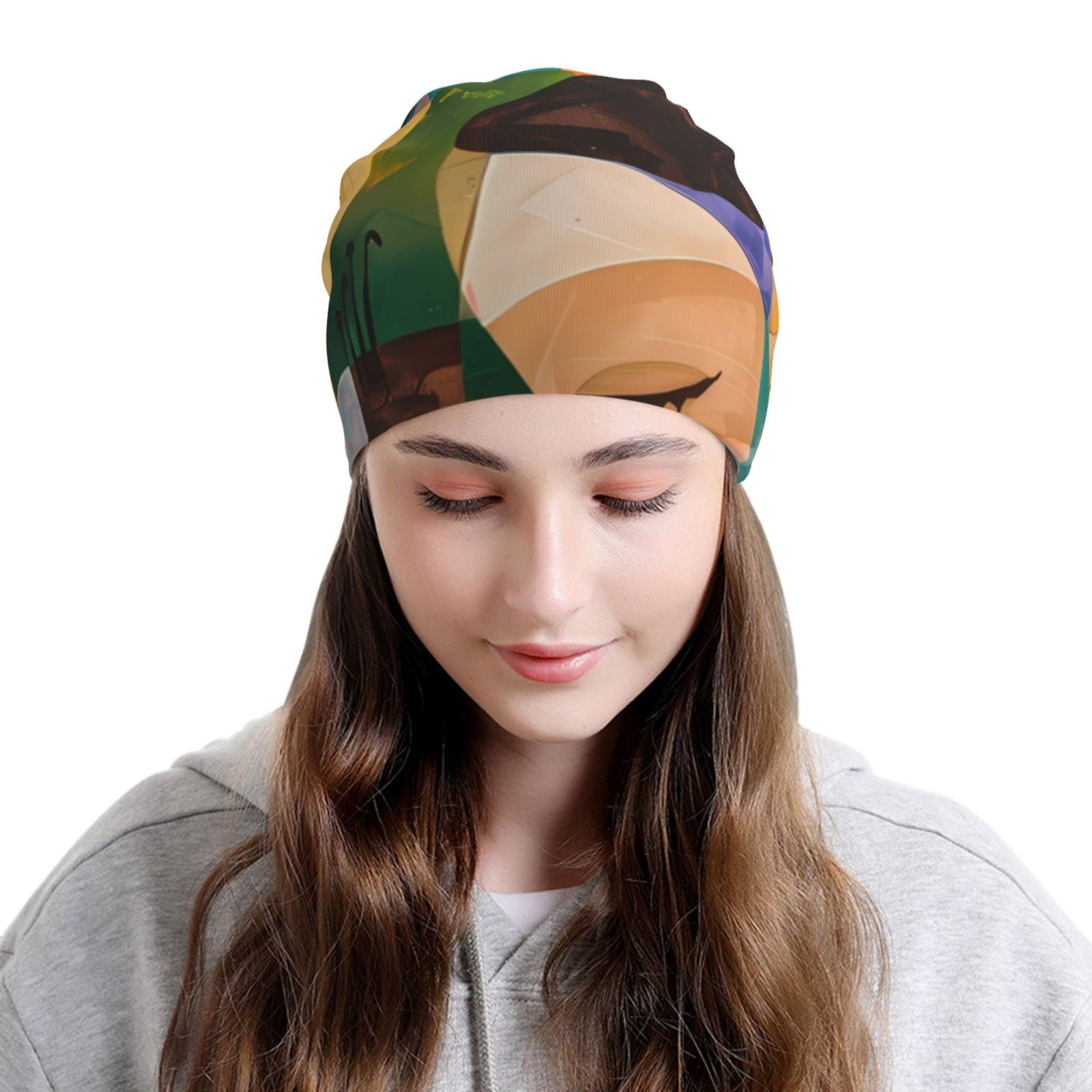 Abstract Musical Faces Printed - Beanie Cuffed Knit 리뷰 및 가격