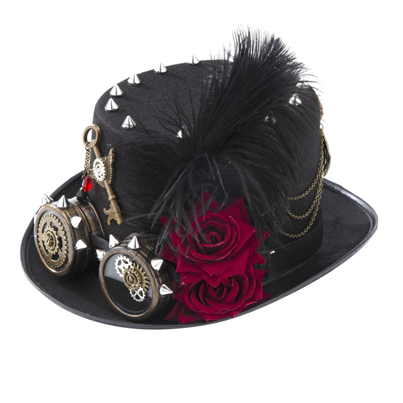 Y166 Vintage Steampunk Hat Top - Fedora Hat Wool 리뷰 및 가격