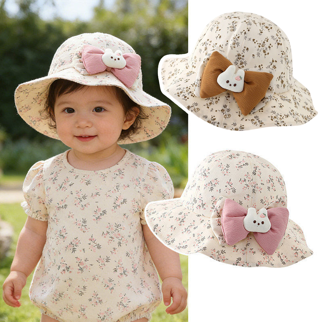 Baby Ruffle Brim Basin Cap Spr - Bucket Hat Cotton 리뷰 및 가격