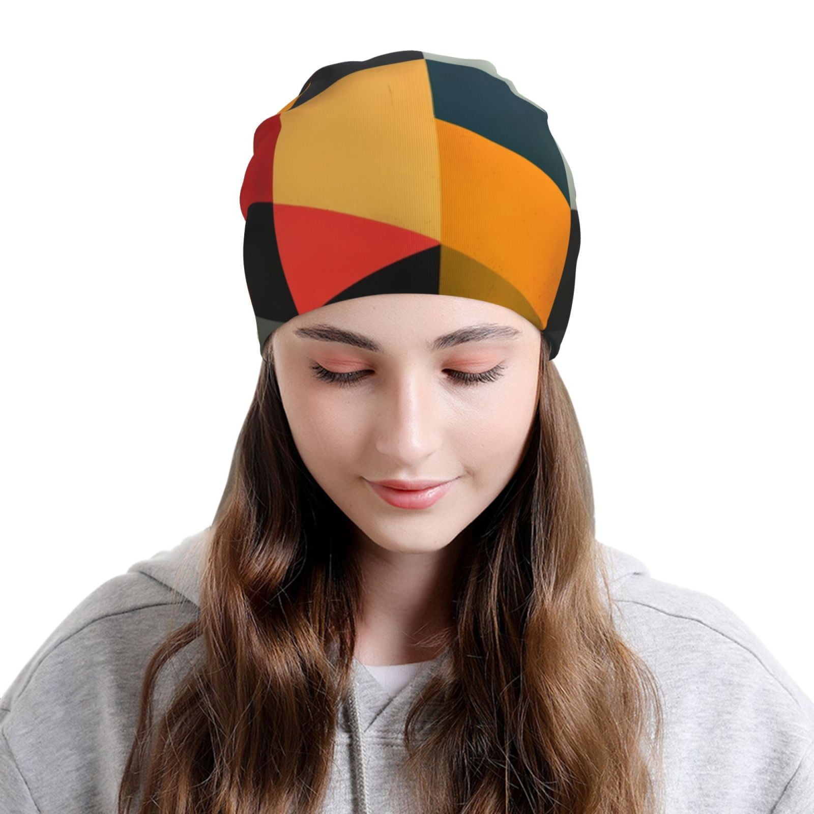 Geometric Cube Pattern Art Pri - Beanie Cuffed Knit 리뷰 및 가격