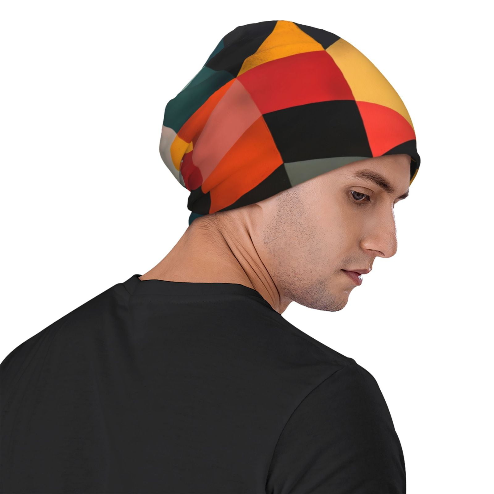 Geometric Cube Pattern Art Pri - Beanie Cuffed Knit 리뷰 및 가격