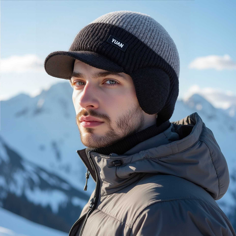 Dual-Tone Knit Baseball Cap- O - Trapper Hat Ear Flap 리뷰 및 가격